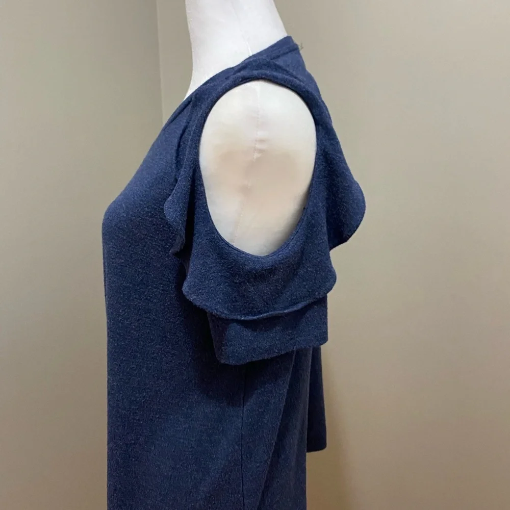 LOFT Deep Blue Ruffle Tank Top - Picture 2 of 4